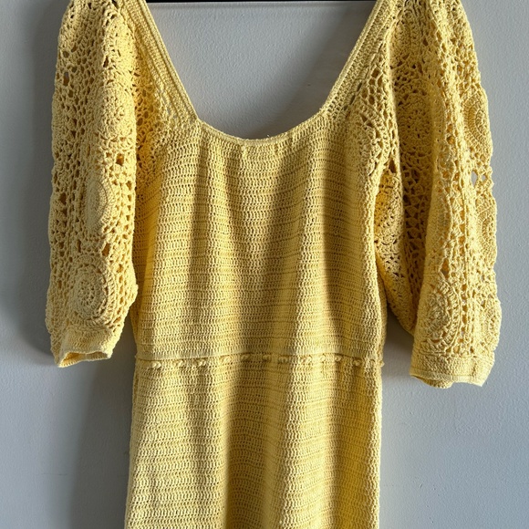 Spell & The Gypsy Let The Sunshine In Crochet Mini Dress Yellow Small - Picture 10 of 16